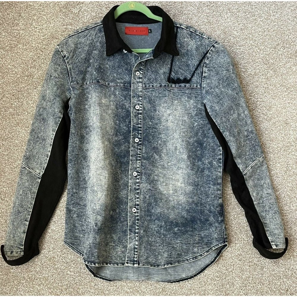 Vie+Riche Mens Denim Acid Wash Button up #7 Jacket Size XL RARE